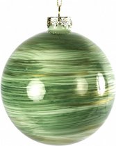 kerstbal Noury 15 cm glas groen/goud