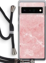 Case Company® - Google Pixel 6 Pro hoesje met Koord - Roze marmer - Telefoonhoesje met Zwart Koord - Bescherming aan alle Kanten en Over de Schermrand
