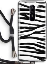 Case Company® - OnePlus 6 hoesje met Koord - Zebra pattern - Soft Case - Bescherming aan alle Kanten - Zijkanten Transparent - Bescherming Over de Schermrand - Back Cover - Crossbody case met