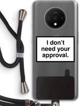 Case Company® - OnePlus 7T hoesje met Koord - Don't need approval - Telefoonhoesje met Zwart Koord - Bescherming aan alle Kanten en Over de Schermrand