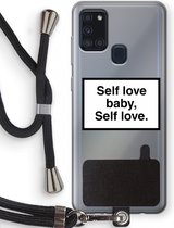 Case Company® - Samsung Galaxy A21s hoesje met Koord - Self love - Telefoonhoesje met Zwart Koord - Bescherming aan alle Kanten en Over de Schermrand