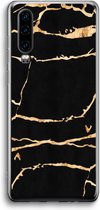 Case Company® - Huawei P30 hoesje - Gouden marmer - Soft Cover Telefoonhoesje - Bescherming aan alle Kanten en Schermrand