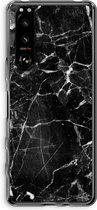 Case Company® - Sony Xperia 5 III hoesje - Zwart Marmer - Soft Cover Telefoonhoesje - Bescherming aan alle Kanten en Schermrand
