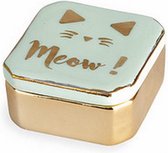 ringhouder Meow! 13 x 18 cm porselein groen/goud