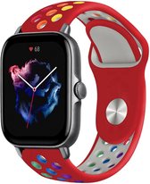 Siliconen Smartwatch bandje - Geschikt voor  Amazfit GTS 3 sport band - rood/kleurrijk - Strap-it Horlogeband / Polsband / Armband