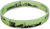 Rotterdam 010 siliconen armbandjes met Rotterdam skylines- 5 stuks - groen met zwart