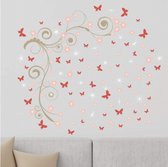 decoratiesticker Vlinders 110 x 97 cm roze 3-delig