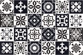 muursticker Marjorelle 15 cm PVC zwart/wit 24 stuks