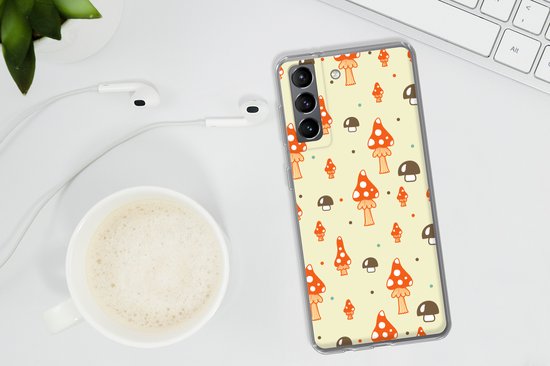 Coque Samsung Galaxy S21 Plus - Motifs - Champignon - Oranje - Étui de téléphone en Siliconen