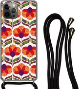Coque avec cordon iPhone 13 Pro - Rétro - Flower Power - Vintage - Couleurs - Siliconen - Bandoulière - Coque arrière avec cordon - Coque pour téléphone avec cordon - Coque avec corde