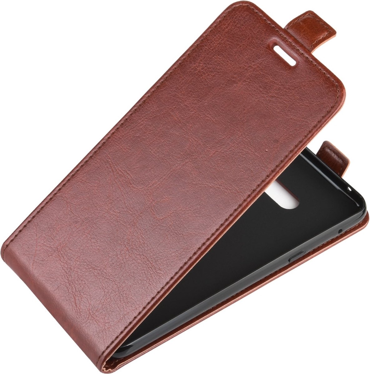 Mobigear Telefoonhoesje geschikt voor LG G8X ThinQ Hoesje | Mobigear Flipcase | Pasjeshouder voor 1 Pasje | Telefoonhoesje voor Pinpas / OV Kaart / Rijbewijs - Bruin
