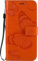 Mobigear Telefoonhoesje geschikt voor Motorola Moto G8 Power Hoesje | Mobigear Butterfly Bookcase Portemonnee | Pasjeshouder voor 2 Pasjes | Telefoonhoesje voor Pinpas / OV Kaart / Rijbewijs - Oranje