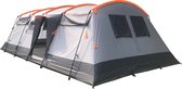Skandika Hurricane 8 Protect Tent – Tunneltent – Familietent - Campingtent – Voor 8 personen –  Ingenaaide tentvloer - Muggengaas – 2-4 slaapcabines – 2 ingangen - 650 x 310 x 215 cm (LxBxH) – 5000 mm waterkolom – Outdoor – Kamperen – grijs/oranje