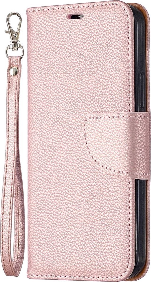 Mobigear Telefoonhoesje geschikt voor Apple iPhone 12 Pro Hoesje | Mobigear Excellent Bookcase Portemonnee | Pasjeshouder voor 2 Pasjes | Telefoonhoesje voor Pinpas / OV Kaart / Rijbewijs - Roségoud