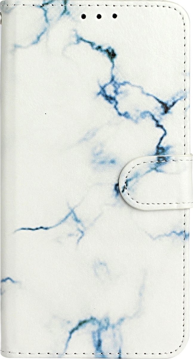 Mobigear Telefoonhoesje geschikt voor Huawei P Smart (2020) Hoesje | Mobigear Marble Bookcase Portemonnee | Pasjeshouder voor 3 Pasjes | Telefoonhoesje voor Pinpas / OV Kaart / Rijbewijs - White | Wit