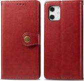 Mobigear Telefoonhoesje geschikt voor Apple iPhone 12 Pro Hoesje | Mobigear Snap Button Bookcase Portemonnee | Pasjeshouder voor 3 Pasjes | Telefoonhoesje voor Pinpas / OV Kaart / Rijbewijs - Rood