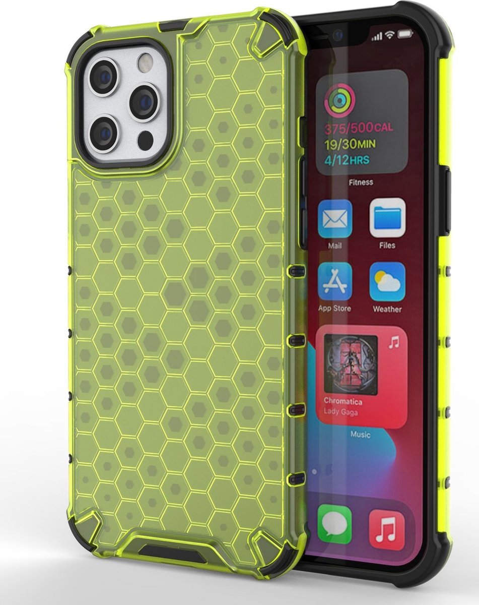 Mobigear Hoesje geschikt voor Apple iPhone 13 Telefoonhoesje Hardcase | Mobigear Honeycomb Backcover Shockproof | Schokbestendig iPhone 13 Telefoonhoesje | Anti Shock Proof - Groen