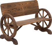 Outsunny Banc de jardin banc mobilier de jardin accoudoir chariot roulettes design bois massif marron 84B-408