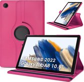 Draaibare Bookcase - Geschikt voor Samsung Galaxy Tab A8 Hoes - 10.5 inch (2021, 2022) - Fel Roze