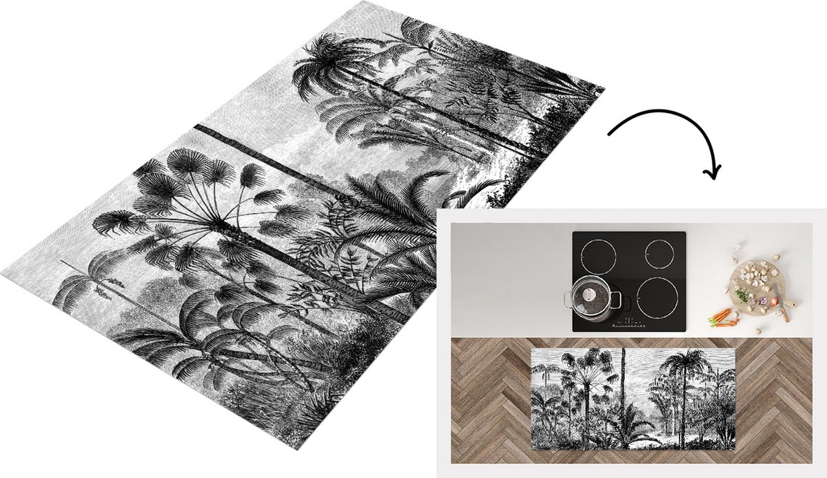 KitchenYeah Keukenloper - Loper keuken - Jungle - Design - Natuur - 120x60 cm - Keukenloper vinyl Multicolor