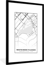 Fotolijst incl. Poster - Stadskaart - Westeinder Plassen - Nederland - Kaart - Plattegrond - 60x90 cm - Posterlijst