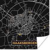 Poster Haaksbergen - Black and Gold - Stadskaart - Kaart - Plattegrond - 30x30 cm