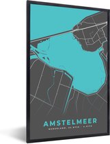 Fotolijst incl. Poster - Nederland - Plattegrond - Amstelmeer - Stadskaart - Kaart - 60x90 cm - Posterlijst