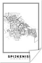 Poster Plattegrond – Spijkenisse – Zwart Wit – Stadskaart - Kaart - Nederland - 40x60 cm