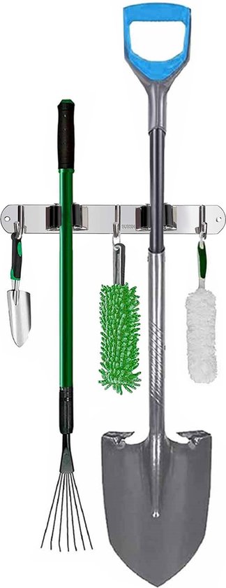 SODEAL Luxe Bezemhouder - Opbergsysteem - Bezem ophangsysteem - Ophanghaken - Tuingereedschap - Gereedschap opbergen - Zwart