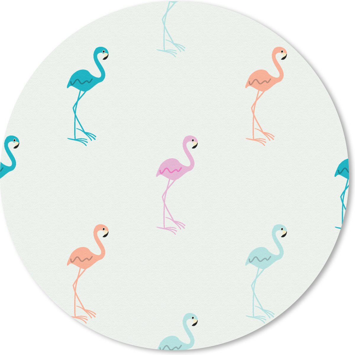 Muismat rond 30x30 cm - Mousepad Patronen - Jungle - Flamingo - Pastel - Ronde muismatten