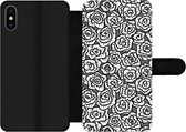 Bookcase Geschikt voor iPhone XS telefoonhoesje - Meiden - Rozen - Patronen - Girl - Kids - Kinderen - Kindje - Met vakjes - Wallet case met magneetsluiting