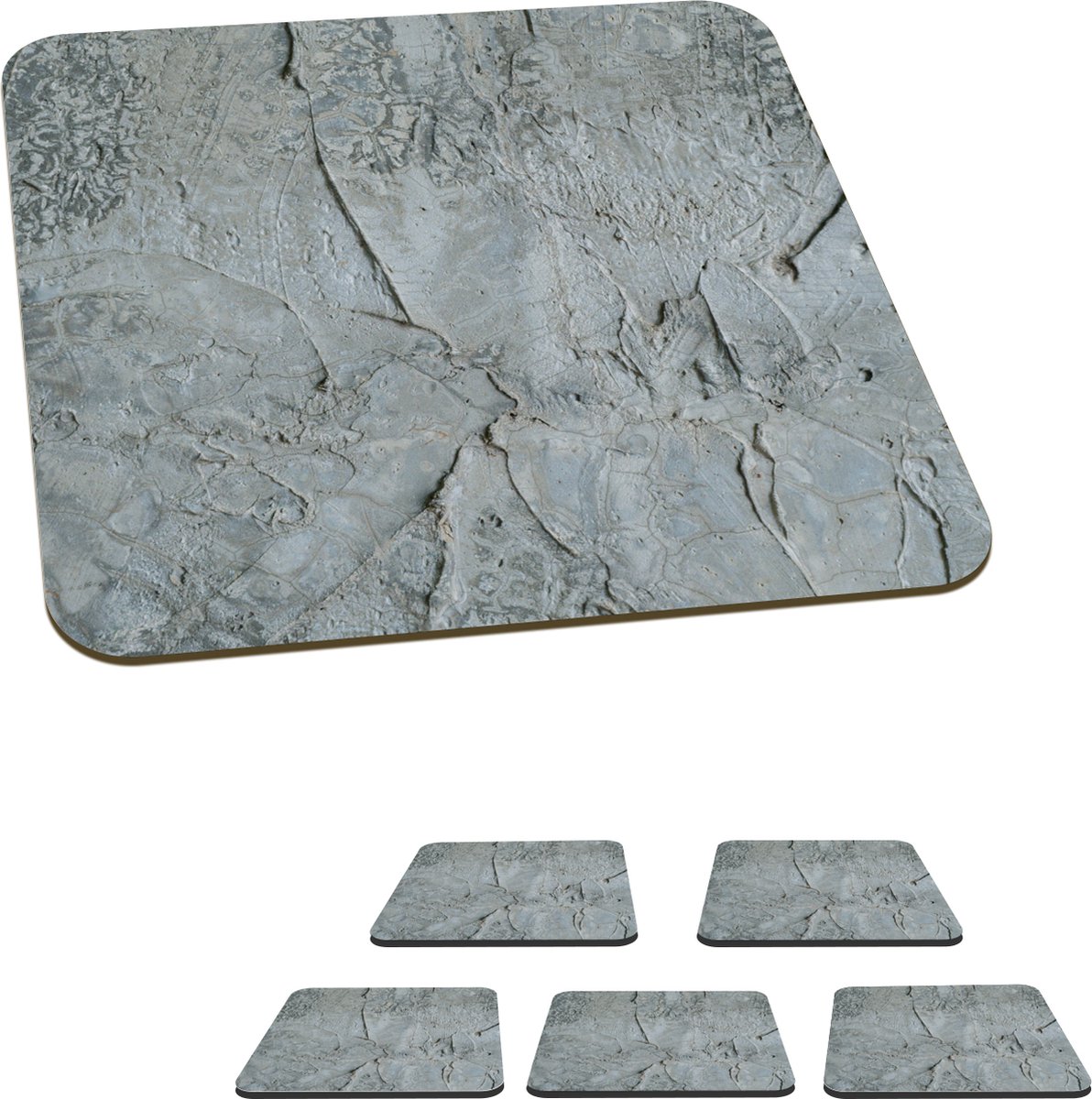Onderzetters voor glazen - Blauw - Licht - Grijs - 10x10 cm - Glasonderzetters - 6 stuks
