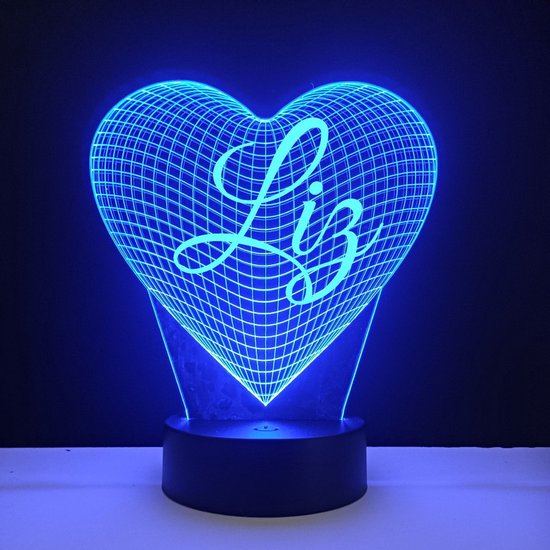 3D LED Lamp - Hart Met Naam - Liz
