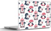 Laptop sticker - 15.6 inch - Schaatsen - Patronen - Pinguïn - 36x27,5cm - Laptopstickers - Laptop skin - Cover