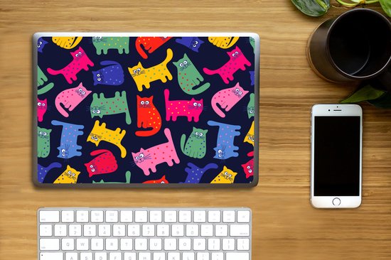 Sticker ordinateur portable - 14 pouces - Motifs - Chat - Arc-en-ciel - Rose - Filles - Enfants - Enfant