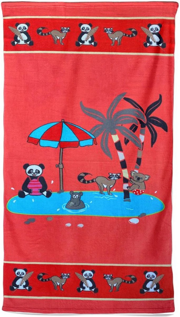 Strand/badlaken voor kinderen 70 x 140 cm microvezel - Strandhanddoeken met dieren
