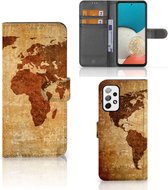 Telefoonhoesje Geschikt voor Samsung Galaxy A73 5G Wallet Bookcase Wereldkaart