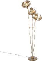 QAZQA botanica - Retro Vloerlamp | Staande Lamp - 3 lichts - H 182 cm - Goud/messing - Woonkamer | Slaapkamer | Keuken