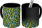 Magische Mok - Foto op Warmte Mokken - Koffiemok - Wilg - Bladeren - Patronen - Groen - Blauw - Magic Mok - Beker - 350 ML - Theemok