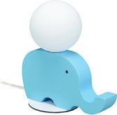 Relaxdays tafellamp olifant - kinderlamp dier - glazen bol - houten voet - diverse kleuren - light Blue
