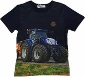 S&c Tractor / Trekker Shirt - Korte Mouw - New Holland - H215 -  Donkerblauw - Maat 86/92