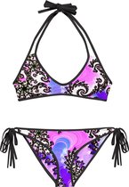 II THE MOON Bikini omkeerbaar, met 4 combinaties, wordt per bestelling geprint, uitgesneden en handgenaaid met unieke RETRO prints ontworpen door MOON