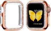 Strap-it Diamond Case - Geschikt voor Apple Watch case 42 mm- Hoesje geschikt voor Apple Watch 3 case - Rose gold - iWatch cover voor: Series 3 42 mm
