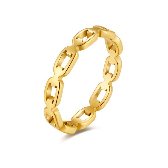 Twice As Nice Ring in goudkleurig edelstaal, ovale schakels, 3 mm 50