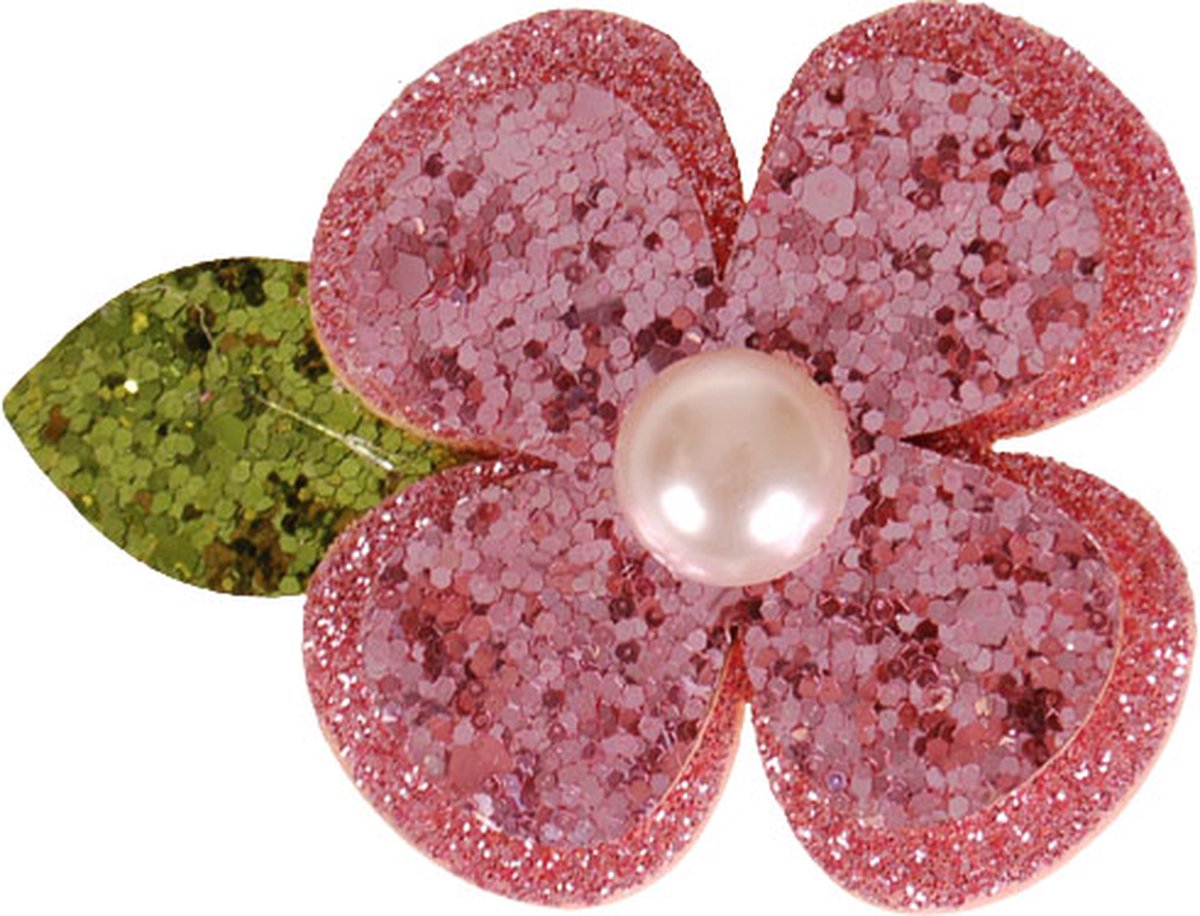 Haarclip roze bloem - 7 cm