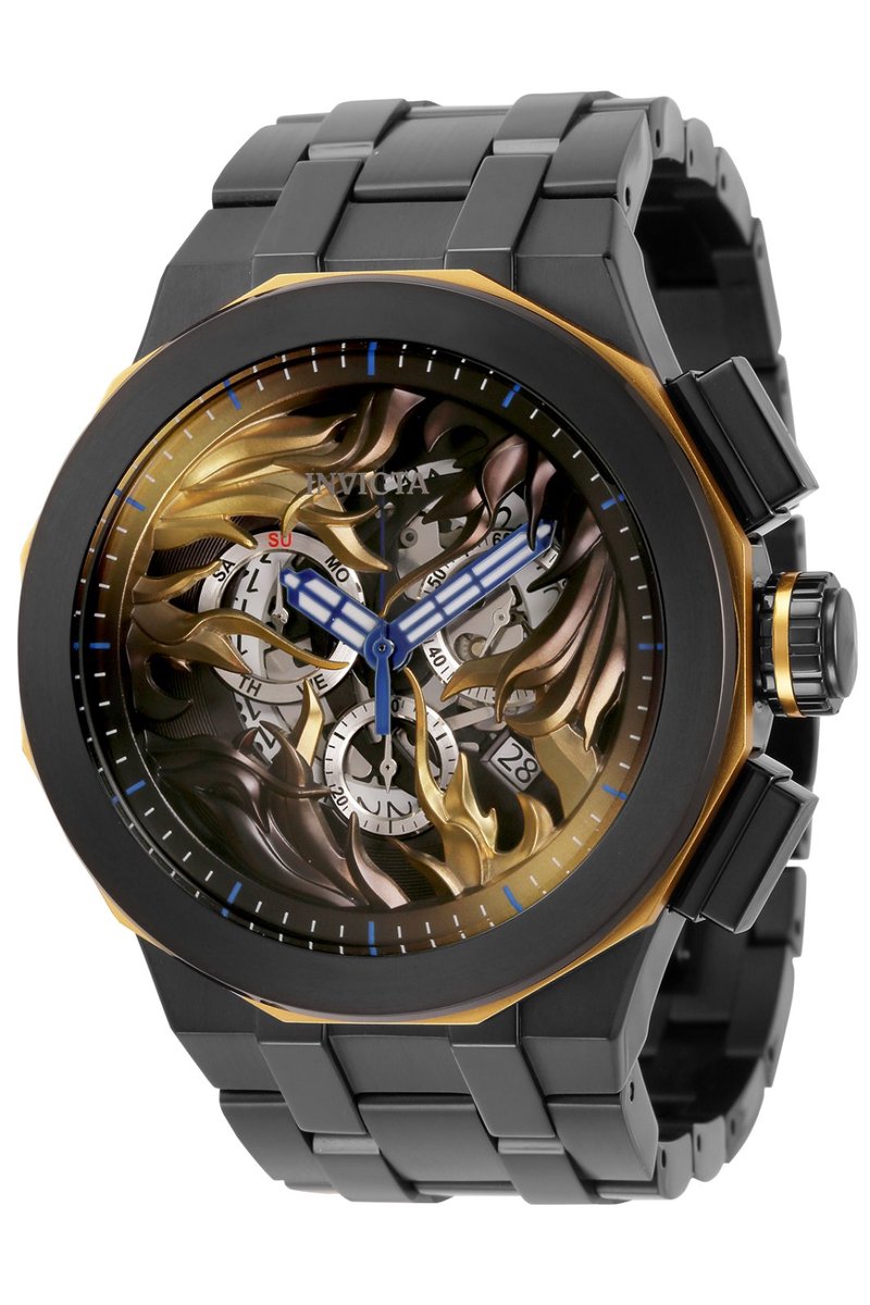 Invicta Speedway 34873 Heren Horloge - Waterdicht - Analoog - Quartz Uurwerk - Roestvrij Staal met gouden Wijzerplaat - 52mm