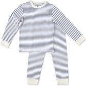Little Label Pyjama Jongens Maat 98-104 - wit, blauw - Zachte BIO Katoen - 2-delige pyama jongens - Gestreept
