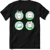 Christmas Buddy Kerst T-shirt | Groen | Jongens / Meisjes | Grappige Foute kersttrui Shirt Cadeau | Kindershirt | Leuke Elf, Rendier, Kerstboom en Kerstballen Ontwerpen. Maat 128