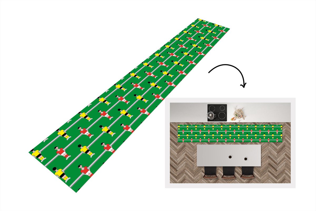 Keukenloper - Keukenmat - Patronen - Voetbal - Sport - 360x60 cm - Keuken vloerkleed