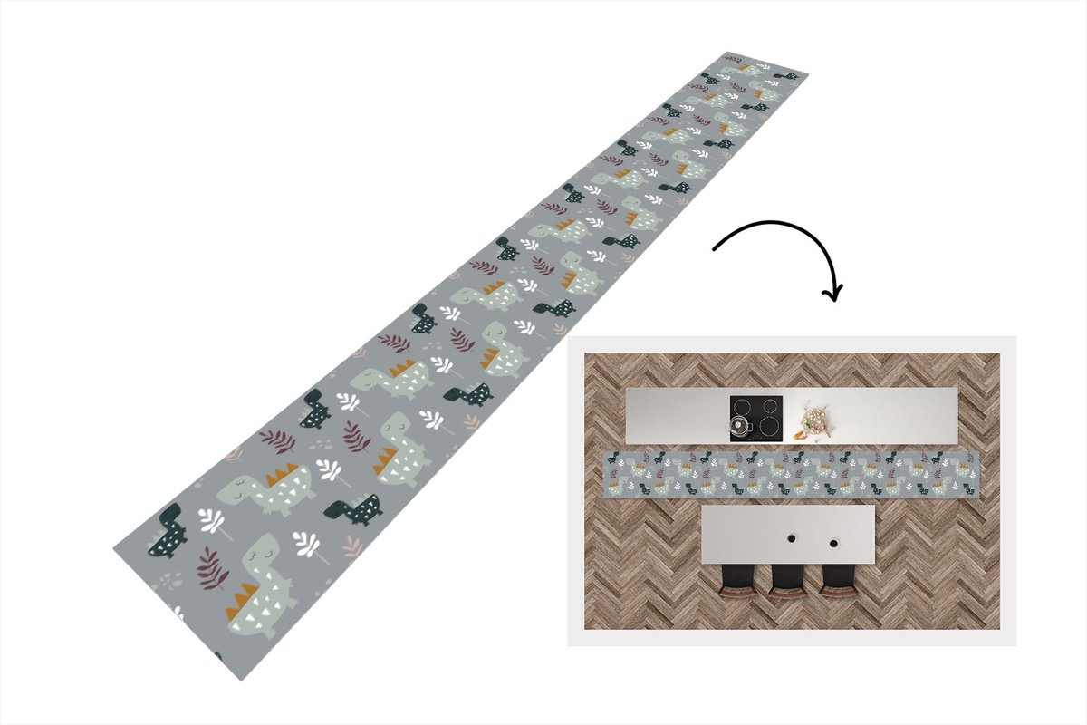KitchenYeah Keukenloper - Keukenmat - Patronen - Jongens - Kinderen - Dinosaurus - Keuken vloerkleed multicolor, foto 3